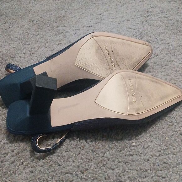 Franco Sarto blue Milano2 snakeskin print Slingback pointed toe heels Sz 10 EUC - Picture 8 of 8